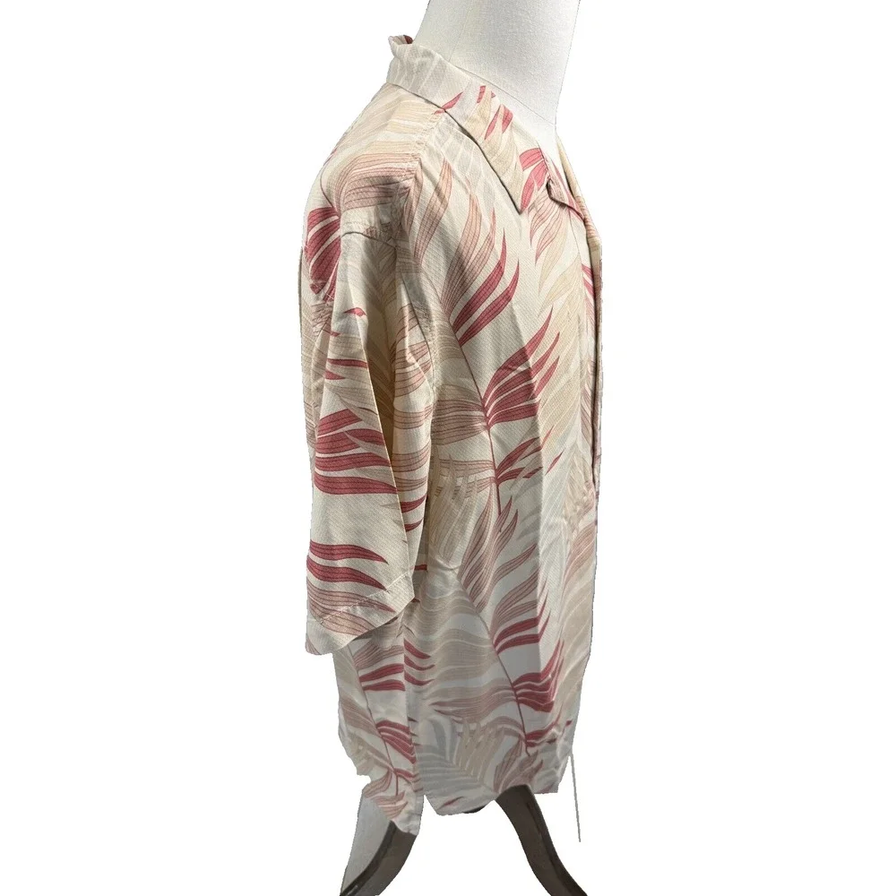 Tommy Bahama Mens Silk Tropical Palm Leaf‎ Short Sleeve Button Shirt Large